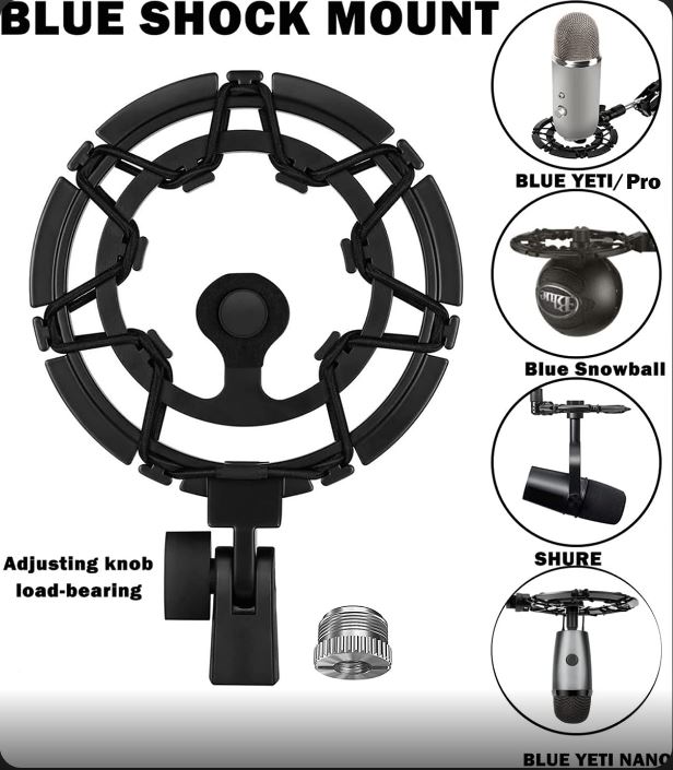 Shock mount for Blue Yeti microphone on a desk stand