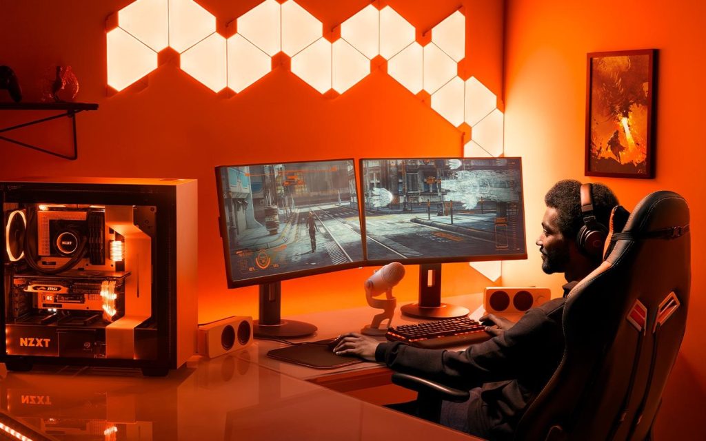 RGB gaming computer for streamers featuring silent fans, clean cable management, and airflow-focused case design.
