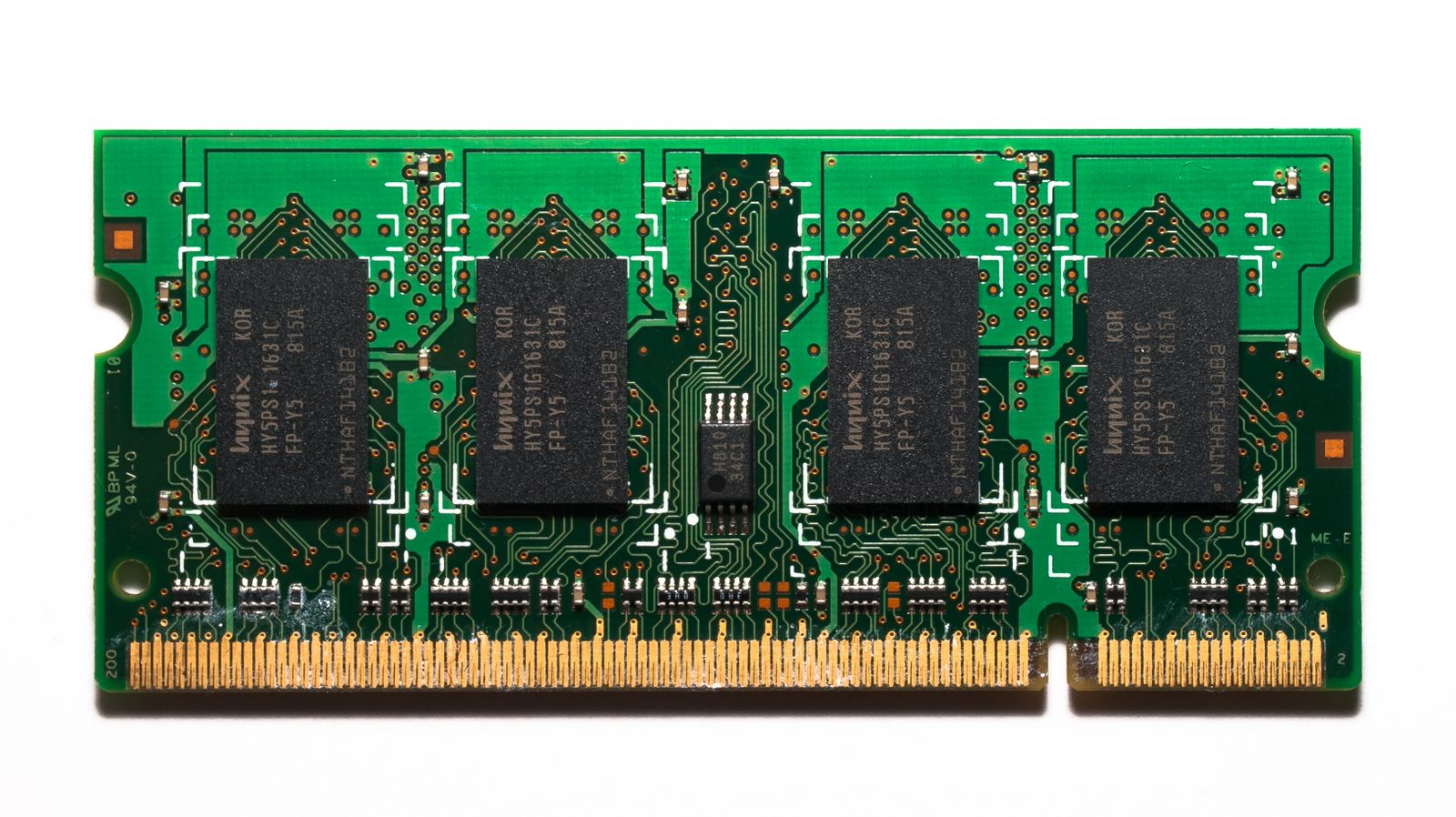 Top view of a computer motherboard with RAM