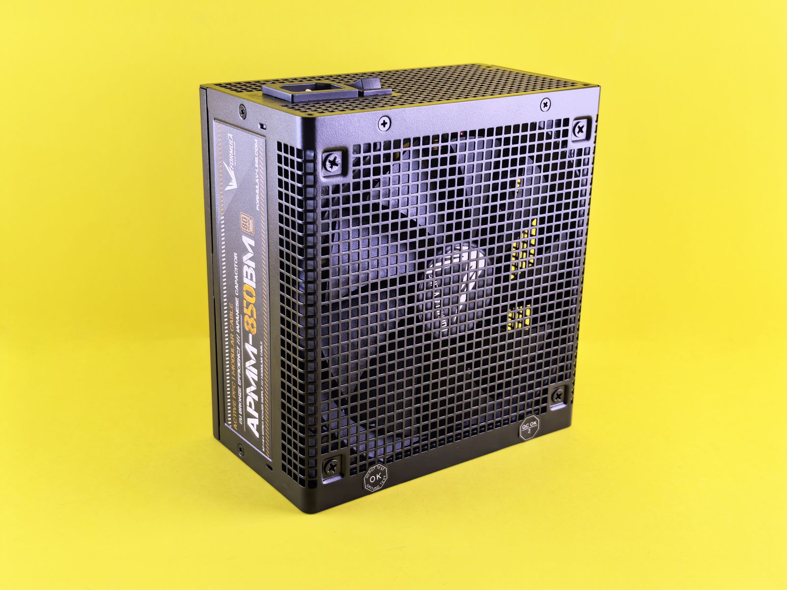 Black power supply unit with fan