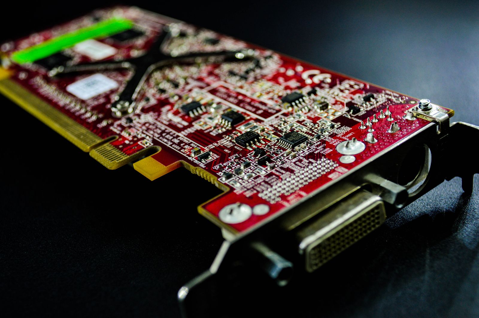Close-up of a red circuit board