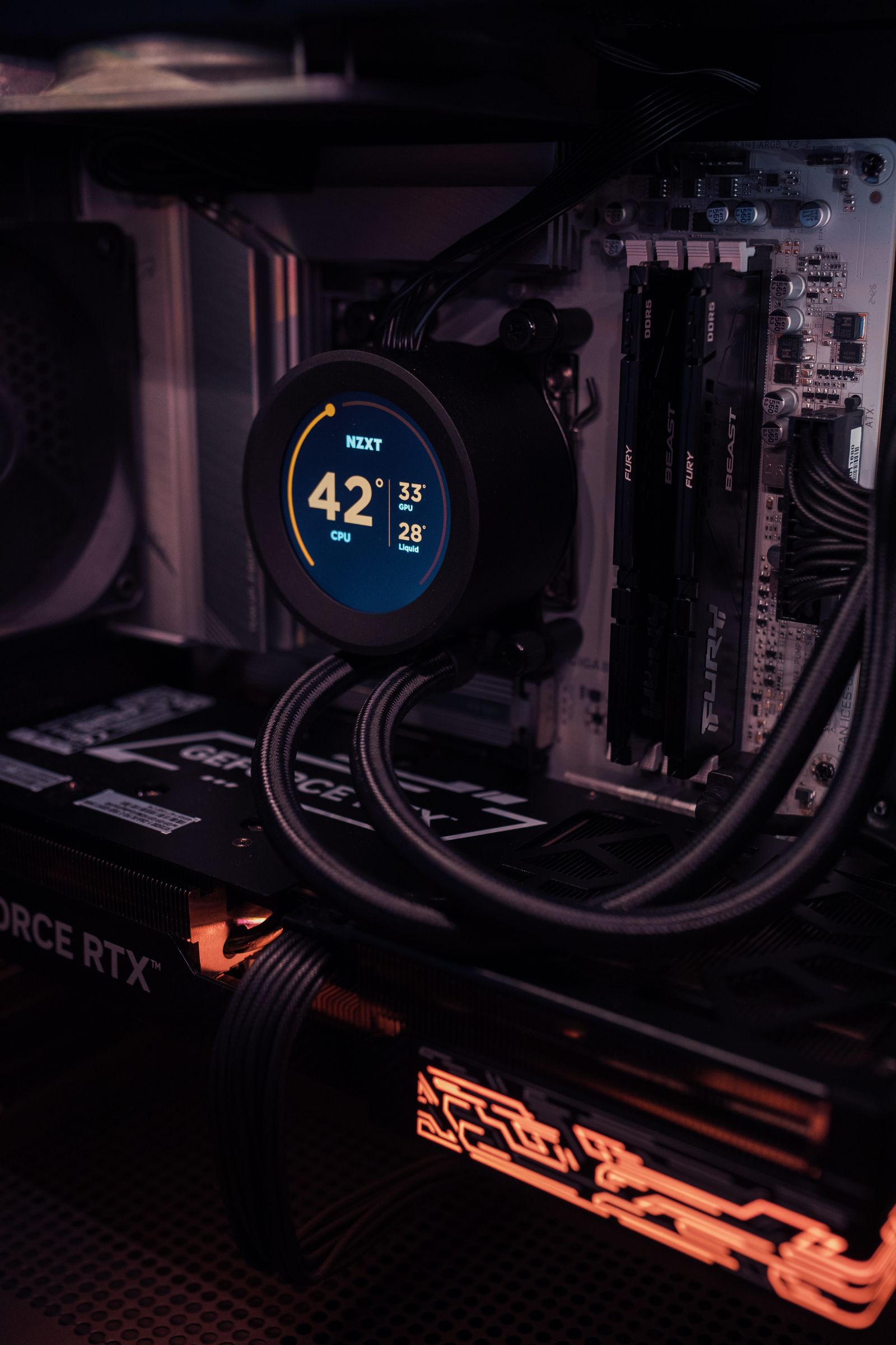 NZXT CAM temperature display showing CPU and GPU temps