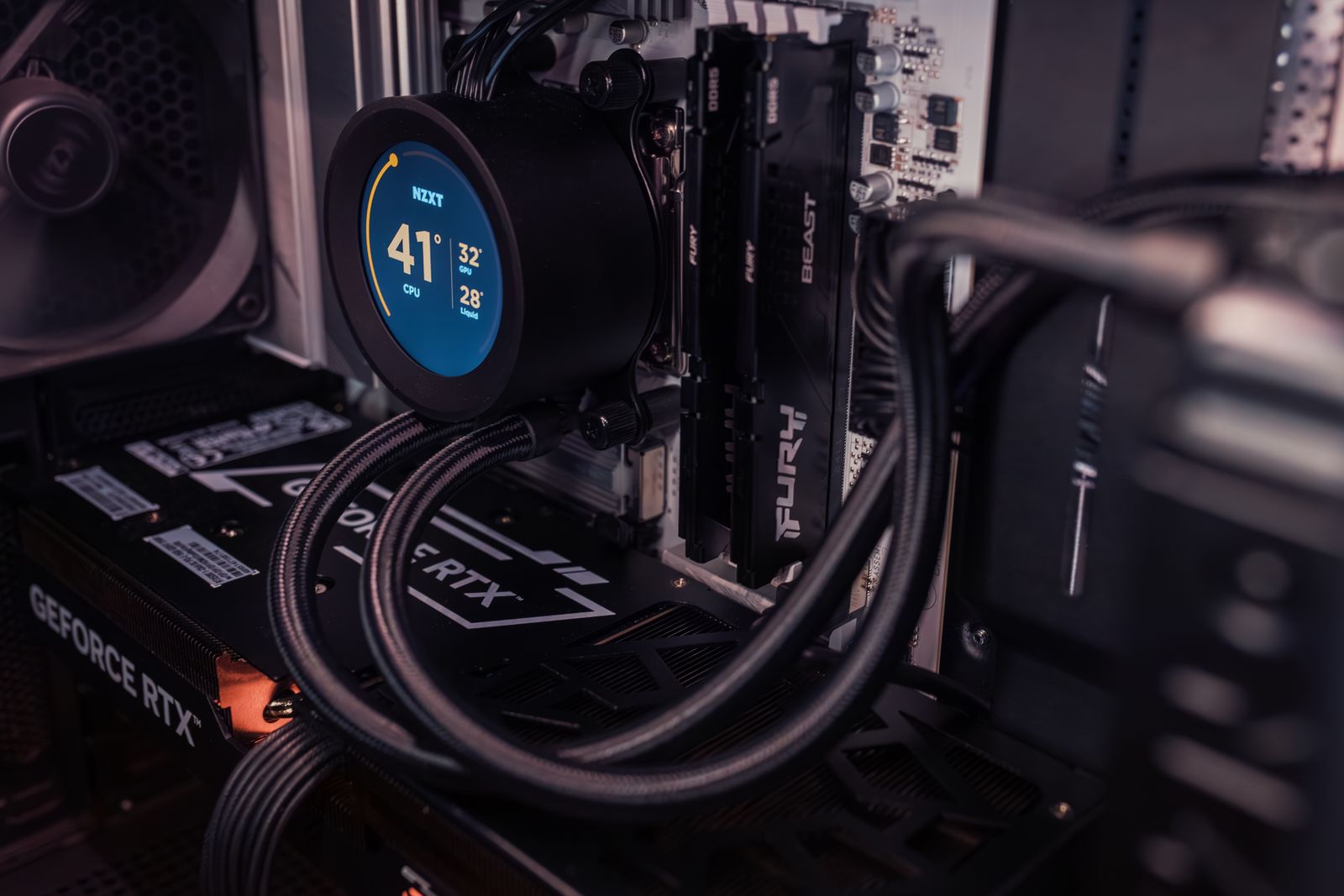 Modern gaming PC with advanced cooling system