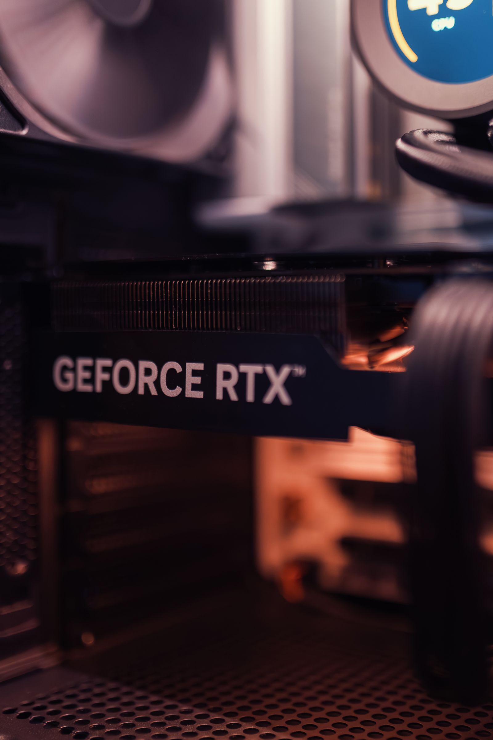 GeForce RTX graphics card installed in a gaming PC